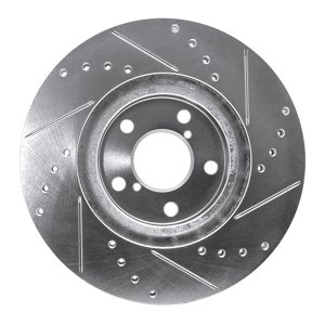 Subaru Impreza Brake Rotor (1) - Front Left - R1 Concepts - Drilled & Slotted - Silver - `17-`23